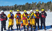 IFNA and Sioux Lookout Fire Services members take part in Ice Rescue training.    Photos courtesy of Sioux Lookout Fire Service