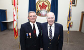 Legion President Kirk Drew (left) and 75 year Legion member John D. Cole. - Tim Brody / Bulletin Photo