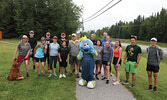 Sioux Lookout Mayor Doug Lawrance and run participants are joined by Blueberry Festival mascot Blueberry Bert for a group photo.    Tim Brody / Bulletin Photo