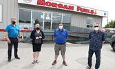 Morgan Fuels presented the Nordic Nomads Cross Country Ski Club with a donation on June 1. From left: Morgan Fuels General Manager Al Howie, Morgan Fuels Chief Financial Officer Laurel Hakala, Morgan Fuels President Darrell Morgan and Nordic Nomads Presid