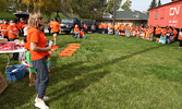 SWAC Breaking Free from Family Violence Program Coordinator Kimberly Murphy (foreground, left) shared with Orange Shirt Day participants, “We’re coming together because we truly believe that every day we must acknowledge and work to address the legacy of 
