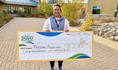 October 14th 50/50 draw winner Meequin Angeconeb.   Photo courtesy of Sioux Lookout Meno Ya Win Health Centre Foundation