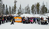 Sioux Lookout-Hudson, Red Lake Snowarama participants pose for a group photo on Lac Seul during their fundraising ride on Jan. 27.    Photo courtesy of Mike Starratt