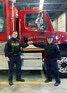 Provincial Constable Jacob Neufeld (left) and Sioux Lookout Fire Chief Rob Favot pose for a photo ahead of the Battle of Badges, a charity hockey match between the Sioux Lookout OPP and Sioux Lookout Fire Service on Feb. 18.   Photo courtesy Sioux Lookout