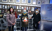 From left: Sioux Lookout Chamber of Commerce President Holly Cosco, Black Friday retail gift basket winner Marlene MacDonald, and Chamber Manager and Board Member Christine Hoey.     Tim Brody / Bulletin Photo