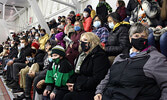 Nearly 400 spectators packed The Hanger to take in the exhibition game.      Tim Brody / Bulletin Photo