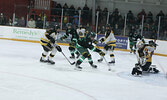 Bombers forward Dale Horseman III takes a shot on net.   Tim Brody / Bulletin Photo