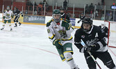 The Bombers in action against the Fort Frances Lakers earlier this season. The Bombers will meet the Lakers in the SIJHL playoff quarterfinals.    Bulletin File Photo