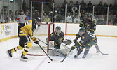 The Red Lake Miners edged the Sioux Lookout Bombers 3-2 to win Game 7 of their first round SIJHL playoff series.    Tim Brody / Bulletin Photo