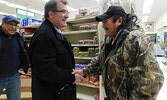 MP Bob Nault (centre) and Webequie residents celebrate development projects announced in their community. - Submitted Photo