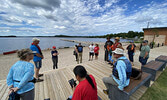 Sioux Lookout Mayor Doug Lawrance, Lac Seul First Nation Chief Clifford Bull, and municipal Truth and Reconciliation Committee Chair Darlene Angeconeb address those gathered for the event.   Tim Brody / Bulletin Photo