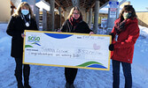 Sandra Litwin (centre) holding her winning cheque, presented by SLMHC Foundation Chair Christine Hoey (left) and SLMHC Foundation Treasurer Rita Demetzer (right).  - Jackie Duhamel / Submitted Photo