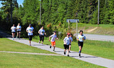 Participants ran and walked along the Umfreville Trail during the colour run. - Jesse Bonello / Bulletin Photos
