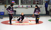 From left: Sofia Espana, Clara Hornig, and Shantal Agustin during tournament action. - Jesse Bonello / Bulletin Photo