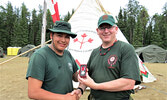 Junior Canadian Ranger Daniel Bottle, left, receives the Order of St. George Medal from Lieutenant-Colonel Matthew Richardson, who commands the Canadian Rangers of Northern Ontario. - Sergeant Peter Moon, Canadian Rangers / Submitted Photo