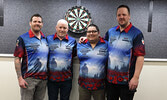 Members of the Branch 78, Edwin Switzer Memorial, Royal Canadian Legion darts team from left: Scotty Coulson, Derrick Greene, Shane Sakchekapo, and Dale Oakley.   Tim Brody / Bulletin Photo