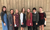 Local Dressember participants from left: Kayleigh Bates, Adelaide Meekis, Geneva Otta, Emma Bates, Aubrey Bates, Leta Meekis and Ruth Broderick. - Becky Bates / Submitted Photo