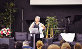 Community Living Dryden-Sioux Lookout Executive Director Sherry Baum addresses the crowd during the FASD Conference. - Jesse Bonello / Bulletin Photos