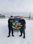 Kitchenuhmaykoosib Inninuwug First Nation Chief Donny Morris (right) along with Constable Darryl Sainnawap, ask people not to drink and drive this holiday season.     Photo courtesy Ontario Provincial Police