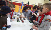 Beavers, Cubs, and Scouts filled the Sioux Mountain Public School gymnasium for their annual Scout Race Day in April. Approximately 35 racers took part in the event. - Tim Brody / Bulletin Photo