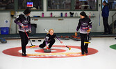 From left: Sofia Espana, Clara Hornig, and Shantal Agustin competing at the under-18 NOCA regionals in Sioux Lookout.- Jesse Bonello / Bulletin Photo