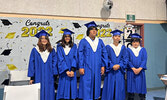 Grade 8 graduates from Morris Thomas Memorial Christian School from left: Nashira Kenny, Keirstan Moonias, Jerome Bill, Rokai Angeconeb, and Cassius Taillefer.   Submitted by Pam Capay