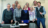Front row from left: Councillor Joyce Timpson, Merle Burkholder, Edith Burkholder, Corrine Sever, and Karl Friesen. Back row from left: Susan Hochstedler, Bill Hochstedler, Jennifer Hancharuk, and Councillor Reece VanBreda. Missing from photo is Komal Sh
