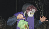 Community volunteers prepare to spook visitors to the haunted trail.   Tim Brody / Bulletin Photo