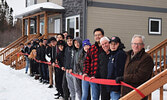 Sioux Lookout Mayor Doug Lawrance (right) joined students and representatives in celebrating the new IFNA Student Dwellings. - Jesse Bonello / Bulletin Photo