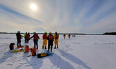 IFNA and Sioux Lookout Fire Services members take part in Ice Rescue training.   Photo courtesy of Sioux Lookout Fire Service