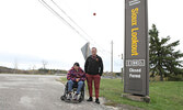 Howard Meshake and wife Jeannie Carpenter prepare to set out on their awareness walk from Sioux Lookout to Dryden, “Jeannie’s Way”.   Tim Brody / Bulletin Photo