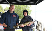 Hunter Atwood (right) poses for a photo with his team’s big fish alongside SLAH President Jeremy Funk (left). 