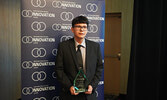 Kaden Kanakakeesic with his Young Innovator of the Year award at the 11th Annual RBC Innovation awards in Thunder Bay. - Northwestern Ontario Innovation Centre / Submitted Photo