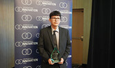 Kaden Kanakakeesic with his Young Innovator of the Year award at the 11th Annual RBC Innovation awards in Thunder Bay. - Northwestern Ontario Innovation Centre / Submitted Photo