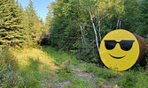 The giant smiley emoji on the trail near the Hudson Boat Bay boat launch.   Photo courtesy Mike Starratt