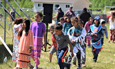 Over 200 elementary students from both Kejick Bay and Frenchman’s Head danced and celebrated in full traditional regalia during the powwow. - Jesse Bonello / Bulletin Photo