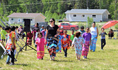 Over 200 elementary students from both Kejick Bay and Frenchman’s Head danced and celebrated in full traditional regalia during the powwow. - Jesse Bonello / Bulletin Photo