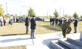 Veteran and Sioux Lookout Legion Sergeant at Arms Mark Kendall lays a wreath in memory of the Queen.   Tim Brody / Bulletin Photo