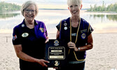 Lions Club District Governor Shirley Koroniak (left) presents Lisa Larsh with the Melvin Jones  - Photos Courtesy Sioux Lookout Lions Club Fellowship.