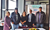 From left: President and Vice Chancellor of Lakehead University Dr. Moira McPherson, Chief of Cat Lake First Nation Matthew Keewaykapow, Chief of Slate Falls First Nation Lorraine Crane, Sioux Lookout Mayor Doug Lawrance, and Chief of Lac Seul First Natio