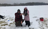 Sioux Mountain Public School students enjoyed a day out on Smock Lake, just up the Alcona Highway, where they participated in ice fishing along with Nishnawbe-Gamik Friendship Centre staff and Lac Seul Hard Water Adventures on March 14. - Sioux Mountain S