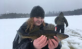 Sioux Mountain Public School students enjoyed a day out on Smock Lake, just up the Alcona Highway, where they participated in ice fishing along with Nishnawbe-Gamik Friendship Centre staff and Lac Seul Hard Water Adventures on March 14. - Sioux Mountain S