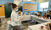 The Sioux Lookout Public Library hosted several March Break activities, including a Paint and Plant event. Pictured: Assistant Librarian Lexie Makar assisted participants in this two-day activity.   Sioux Lookout Public Library / Submitted Photo