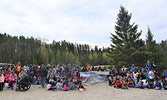 The March To Wellness featured lots of local support from community members, leadership, elders, and elementary students. They all gathered for a barbecue at the Frenchman’s Head Bridge following the march. - Jesse Bonello / Bulletin Photo