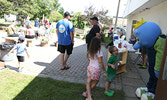 Blueberry Bert makes an appearance during the Messy Church event.   Tim Brody / Bulletin Photo