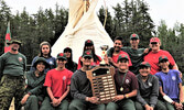 Some of the Mishkeegogamang Junior Canadian Ranger patrol at Camp Loon with the award for the province's best Junior Ranger patrol.  - Sergeant Peter Moon, Canadian Rangers / Submitted Photo