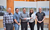 From left: Lew Morgan, Max Morgan, and Darrell Morgan presenting their donation to SLMHC Foundation President Christine Hoey and Dr. Eric Touzin. - Jesse Bonello / Bulletin Photo