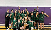 The Sioux North High School Junior Boys Volleyball Team. Back row from left: Assistant Coach Roberta Chabbert, Evan Lawson, Liam Salter, Kyran Kakagamic, Colby Kejick, Nishawan Angeconeb-Trout, Colten Whiskeyjack, Flint Rattai, Head Coach Jason Suprovich,