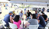 Drummers, led by Ralph Johnson (left of centre), performed throughout the celebration.  - Tim Brody / Bulletin Photo