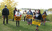 Darlene Necan (third from left) is joined by fellow Ojibway Nation of Saugeen band members, as well as Sioux Lookout residents concerned about a proposed DGR in the Ignace area. From left: Paul Machimity, Christian Necan, Darlene Necan, Rachel Garrick, Ca